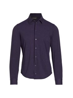 Рубашка Sport-Fit с длинными рукавами из эластичного льна Emporio Armani, фиолетовый
