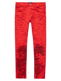 Джинсы зауженного кроя P001 Molten Lava Palms Purple Brand, красный