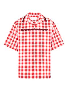 Хлопковая рубашка с короткими рукавами Prada, красный