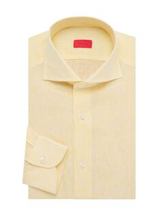 Льняная рубашка Delave с пуговицами спереди Isaia, желтый