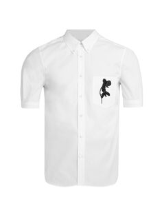 Рубашка на пуговицах с вышитым карманом Alexander McQueen, белый