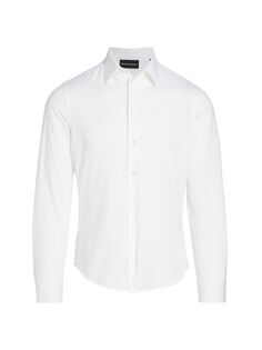 Хлопковая спортивная рубашка с длинными рукавами Emporio Armani, белый