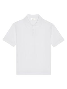 Рубашка поло Cassandre из хлопкового пике Saint Laurent, белый