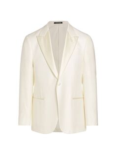 Пиджак на одной пуговице с шелковыми лацканами Emporio Armani, белый