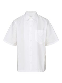 Хлопковая рубашка с короткими рукавами Prada, белый
