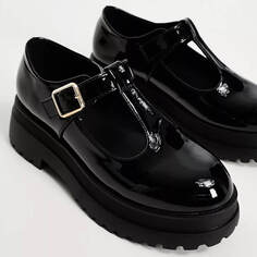 Лакированные туфли Glamorous Wide Fit Chunky T-bar Mary Janes, черный