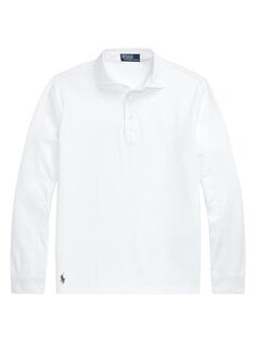 Хлопковая рубашка-поло с длинными рукавами Polo Ralph Lauren, белый