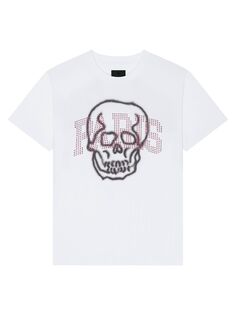 Футболка оверсайз Skull из хлопка со стразами Givenchy, белый