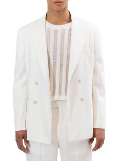 Двубортный пиджак с острыми лацканами и двумя пуговицами RTA, белый