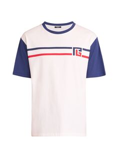 Полосатая футболка с логотипом Balmain, белый