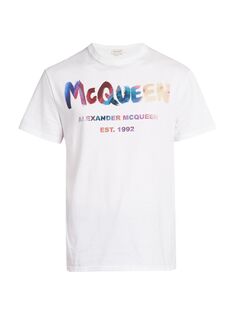 Хлопковая футболка с логотипом Alexander McQueen, белый