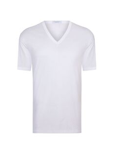 Однотонная хлопковая футболка с v-образным вырезом Stefano Ricci, белый