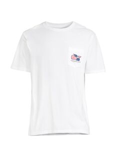 Футболка Graduation Whale с короткими рукавами и карманом Vineyard Vines, белый