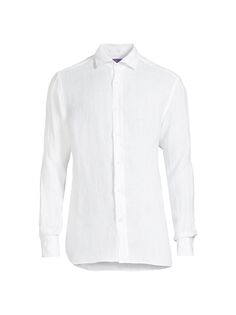 Текстурированная льняная рубашка ручной работы Ralph Lauren Purple Label, белый