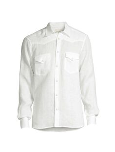 Льняная рубашка в стиле вестерн BLK DNM, белый