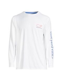 Эластичная футболка с длинными рукавами и логотипом Vineyard Vines, белый