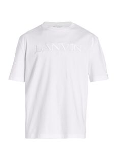 Тональная футболка с вышитым логотипом Lanvin, белый