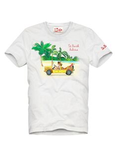 Хлопковая футболка классического кроя с короткими рукавами и графическим принтом MC2 Saint Barth, белый