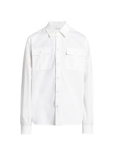 Рубашка из плотного хлопкового поплина Bottega Veneta, белый