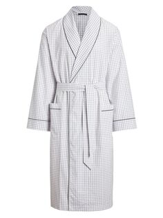 Хлопковый оксфордский халат в клетку Polo Ralph Lauren