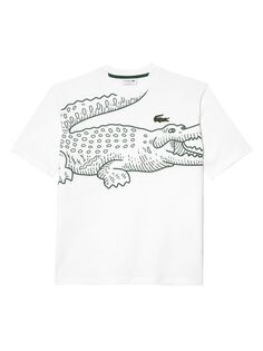 Хлопковая футболка свободного кроя с логотипом Lacoste, белый