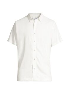Эластичная льняная рубашка с короткими рукавами Onia, белый