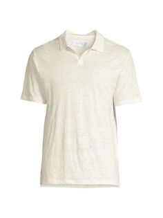 Льняная рубашка-поло с открытым воротником Onia, белый