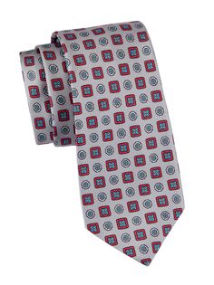 Шелковый галстук с абстрактным принтом Kiton, фиолетовый