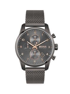 Серые часы Skymaster из нержавеющей стали с хронографом и браслетом HUGO BOSS, серый