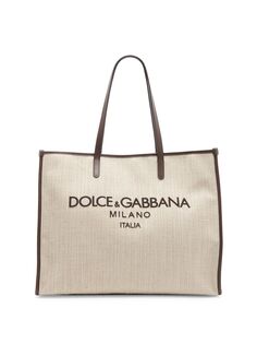 Сумка-тоут из холста и кожи с логотипом DOLCE&amp;GABBANA