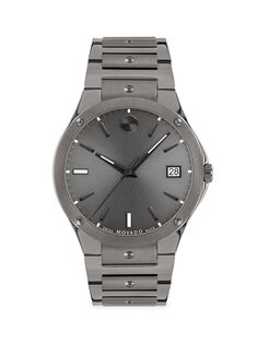 Часы с браслетом из нержавеющей стали с PVD-покрытием SE Movado, серый