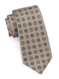 мозаичный шелковый галстук Kiton, коричневый