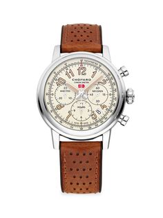 Часы Mille Miglia Classic с хронографом Raticosa из нержавеющей стали и кожаным ремешком Chopard