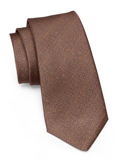 Шелковый галстук с узором шеврон Kiton, коричневый