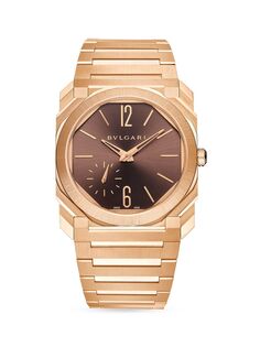 Часы-браслет Octo Finissimo из 18-каратного розового золота BVLGARI, коричневый
