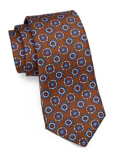 Абстрактный шелковый галстук Kiton, коричневый