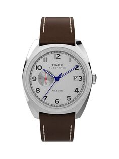 Часы Marlin с кожаным ремешком Timex, коричневый