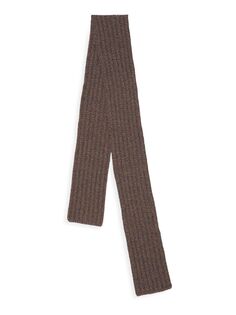 Вязаный в рубчик кашемировый шарф с грубым ворсом Loro Piana, коричневый