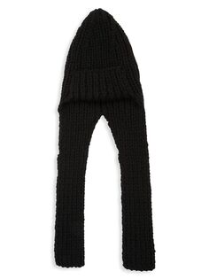 Комбинированная шапка и шарф из шерсти и мохера Dries Van Noten, черный