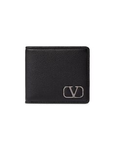 Бумажник Vlogo Type из зернистой телячьей кожи Valentino Garavani, черный