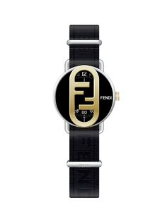 Часы O&apos;Lock с двухцветным ремешком из нержавеющей стали и жаккардовым ремешком/42 мм Fendi, неро