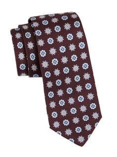 Шелковый галстук с цветочным принтом Kiton, коричневый