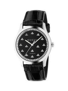 Часы G-Timeless Multibee Onyx с ремешком из кожи аллигатора Gucci, черный