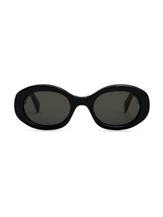 Овальные солнцезащитные очки Triomphe 52MM CELINE, черный