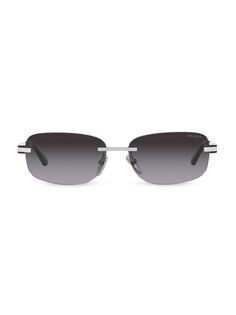 Зеркальные прямоугольные солнцезащитные очки 60 мм Prada, серый