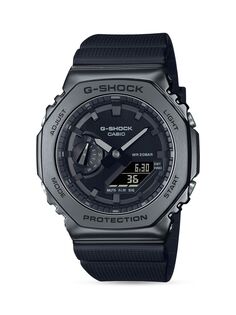 Аналоговые цифровые часы из нержавеющей стали с полимерным ремешком G-Shock, черный