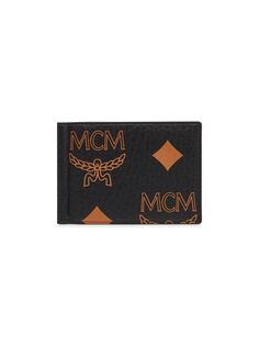 Кошелек Aren Maxi с монограммой и зажимом для денег MCM, черный