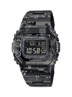 Часы с браслетом из нержавеющей стали IP с камуфляжной платой G-Shock, черный