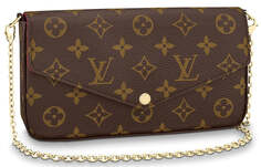 Сумка кожаная Louis Vuitton Felicie Pochette с монограммой, коричневый