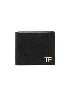 Классический кожаный кошелек двойного сложения T Line Tom Ford, черный